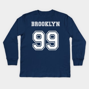 Brooklyn 99 Jersey w/ badge on front (Dark colored shirts) Kids Long Sleeve T-Shirt